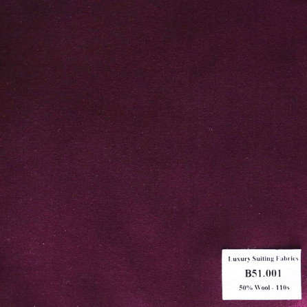 B51.001 Kevinlli V2 - Vải Suit 50% Wool - Tím Trơn